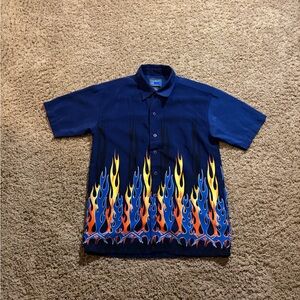 Vintage Boys XG button down with flames 10-13 (M)